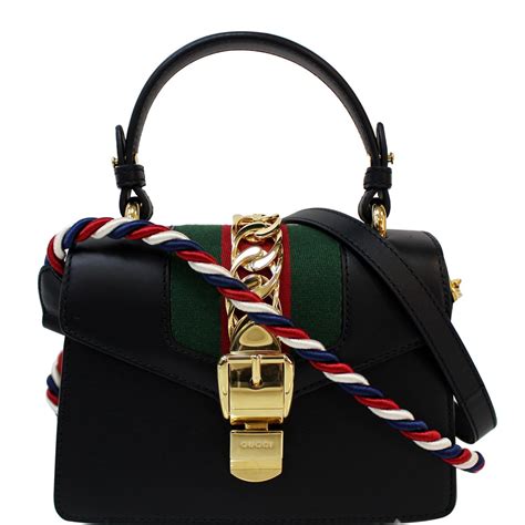 gucci sylvie mini bag black|Gucci sylvie leather shoulder bag.